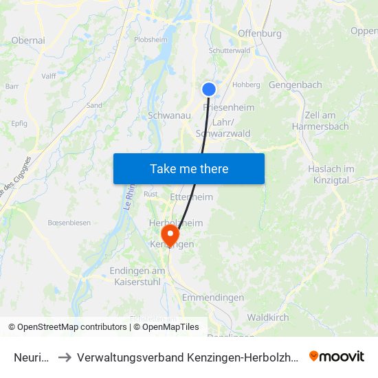 Neuried to Verwaltungsverband Kenzingen-Herbolzheim map