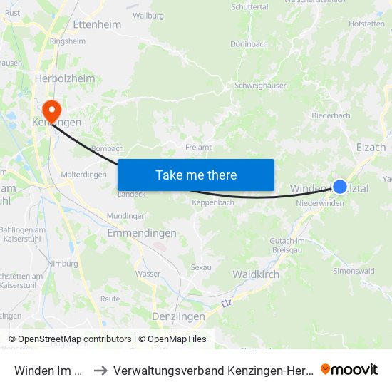 Winden Im Elztal to Verwaltungsverband Kenzingen-Herbolzheim map