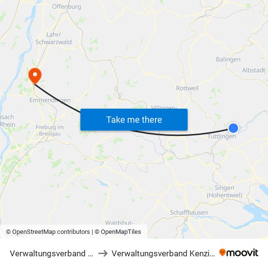 Verwaltungsverband Donau-Heuberg to Verwaltungsverband Kenzingen-Herbolzheim map