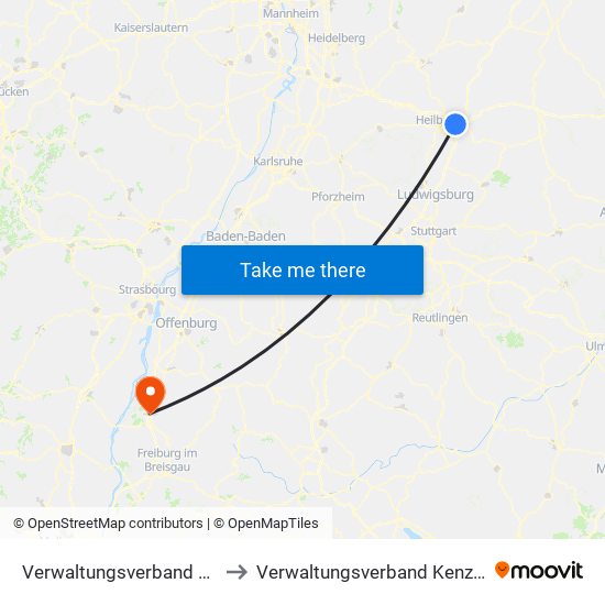 Verwaltungsverband Raum Weinsberg to Verwaltungsverband Kenzingen-Herbolzheim map