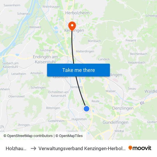 Holzhausen to Verwaltungsverband Kenzingen-Herbolzheim map
