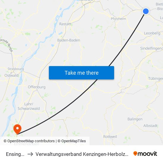 Ensingen to Verwaltungsverband Kenzingen-Herbolzheim map