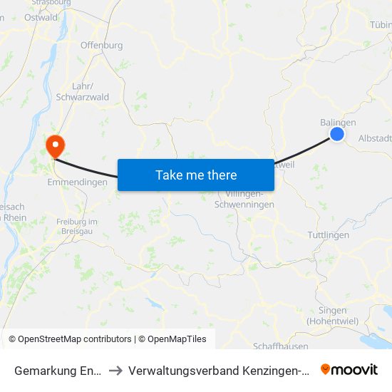 Gemarkung Endingen to Verwaltungsverband Kenzingen-Herbolzheim map