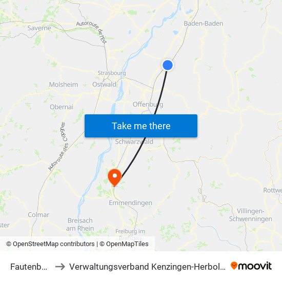 Fautenbach to Verwaltungsverband Kenzingen-Herbolzheim map