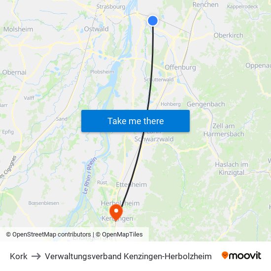 Kork to Verwaltungsverband Kenzingen-Herbolzheim map