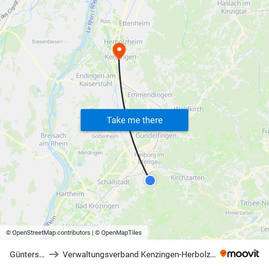 Günterstal to Verwaltungsverband Kenzingen-Herbolzheim map