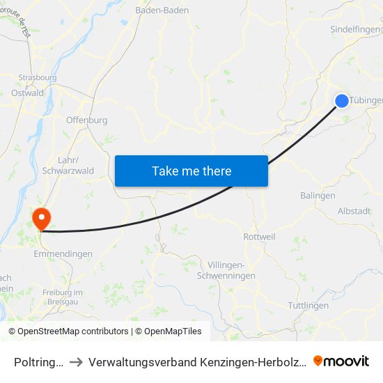 Poltringen to Verwaltungsverband Kenzingen-Herbolzheim map