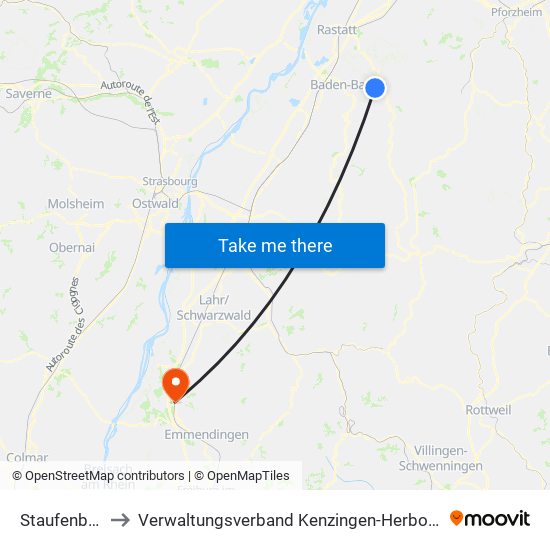 Staufenberg to Verwaltungsverband Kenzingen-Herbolzheim map