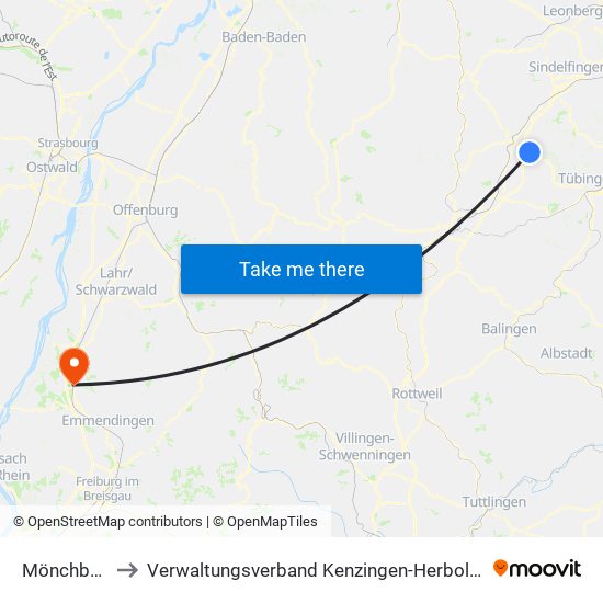 Mönchberg to Verwaltungsverband Kenzingen-Herbolzheim map