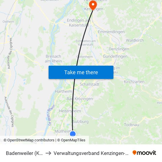 Badenweiler (Kernort) to Verwaltungsverband Kenzingen-Herbolzheim map