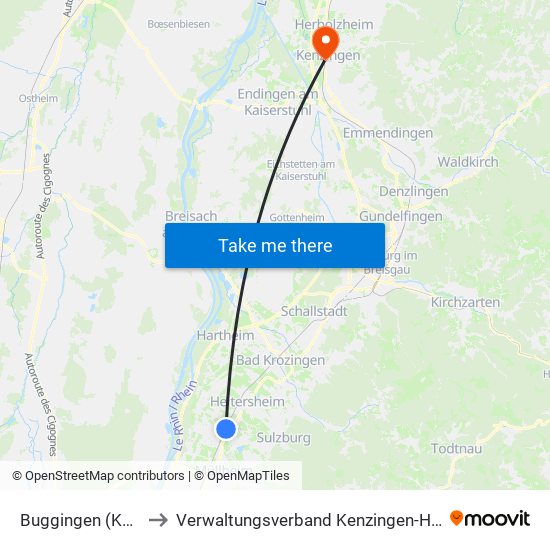 Buggingen (Kernort) to Verwaltungsverband Kenzingen-Herbolzheim map