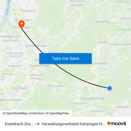 Eisenbach (Kernort) to Verwaltungsverband Kenzingen-Herbolzheim map