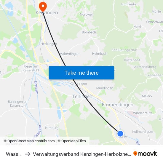Wasser to Verwaltungsverband Kenzingen-Herbolzheim map