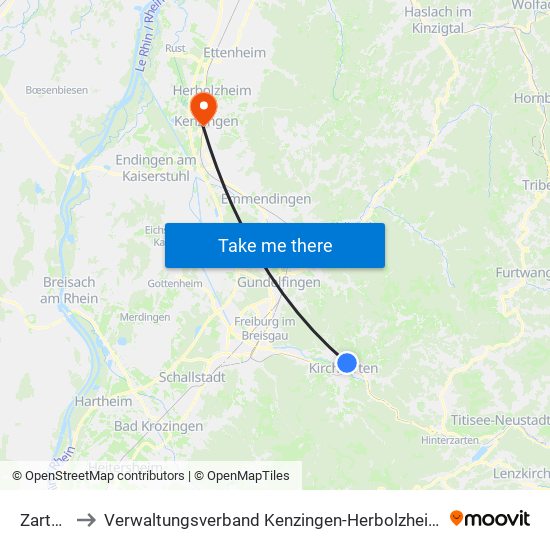 Zarten to Verwaltungsverband Kenzingen-Herbolzheim map