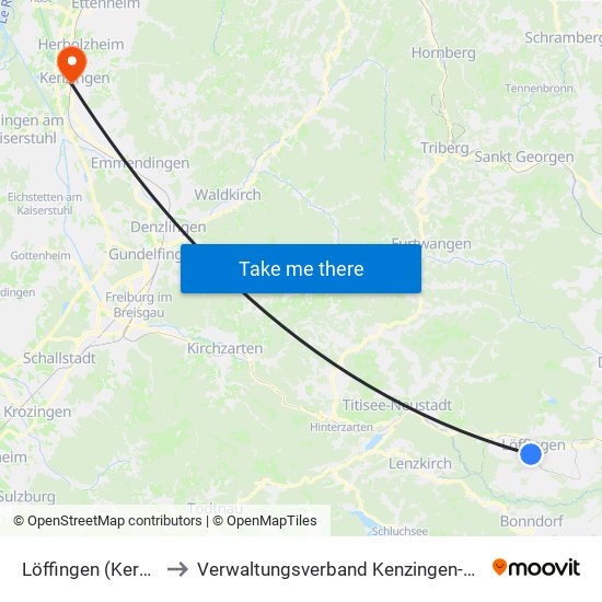 Löffingen (Kernstadt) to Verwaltungsverband Kenzingen-Herbolzheim map