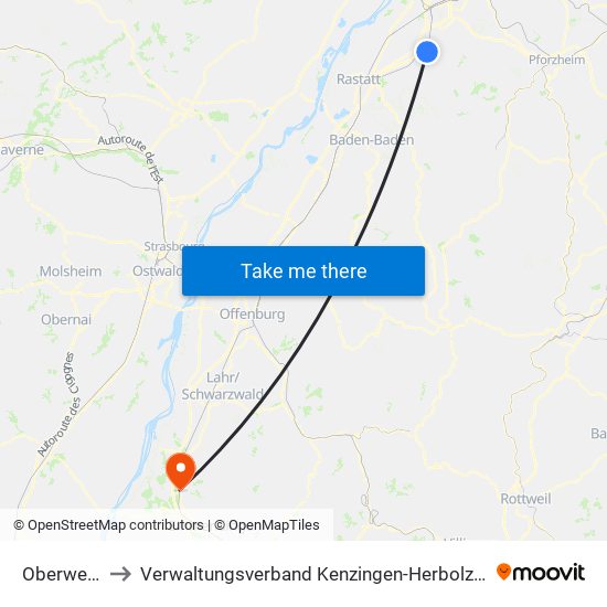 Oberweier to Verwaltungsverband Kenzingen-Herbolzheim map