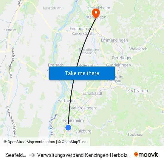 Seefelden to Verwaltungsverband Kenzingen-Herbolzheim map