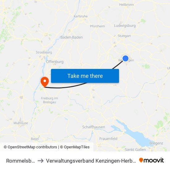 Rommelsbach to Verwaltungsverband Kenzingen-Herbolzheim map