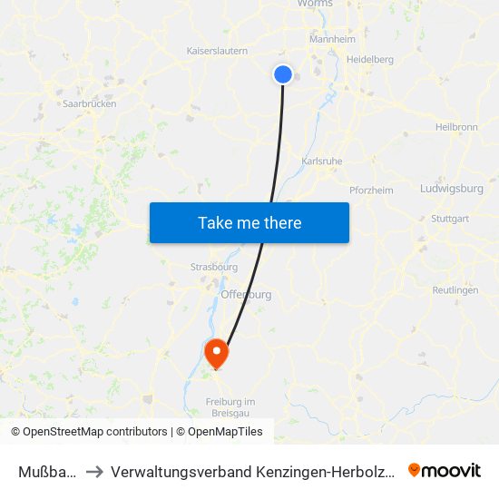 Mußbach to Verwaltungsverband Kenzingen-Herbolzheim map