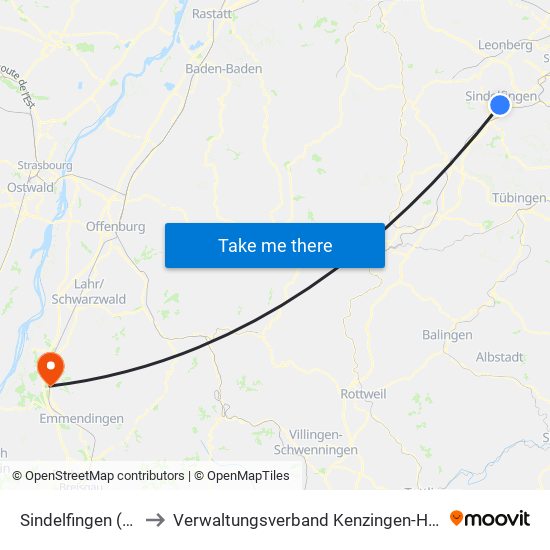 Sindelfingen (Stadt) to Verwaltungsverband Kenzingen-Herbolzheim map