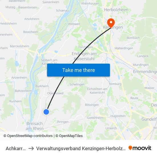 Achkarren to Verwaltungsverband Kenzingen-Herbolzheim map