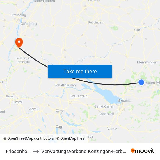 Friesenhofen to Verwaltungsverband Kenzingen-Herbolzheim map