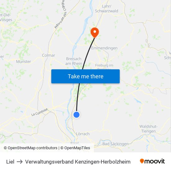 Liel to Verwaltungsverband Kenzingen-Herbolzheim map