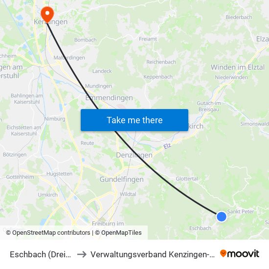 Eschbach (Dreisamtal) to Verwaltungsverband Kenzingen-Herbolzheim map