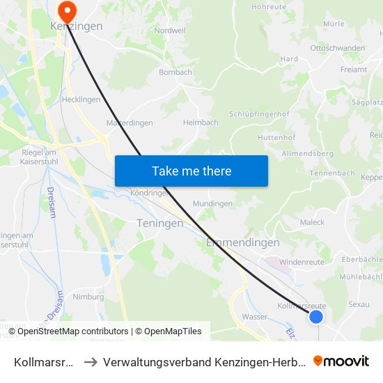 Kollmarsreute to Verwaltungsverband Kenzingen-Herbolzheim map