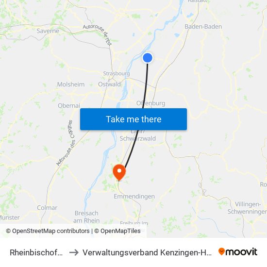 Rheinbischofsheim to Verwaltungsverband Kenzingen-Herbolzheim map