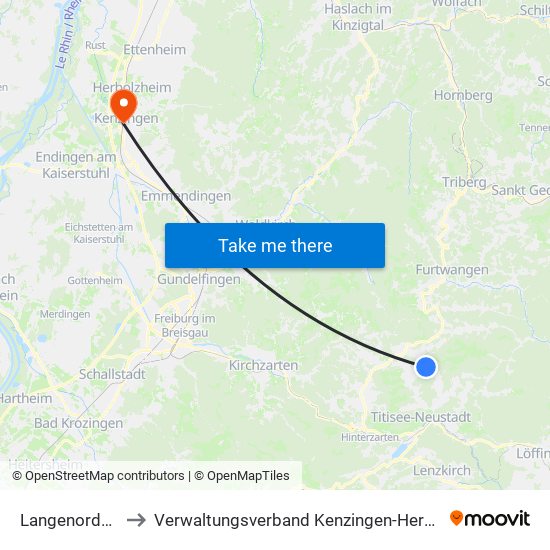 Langenordnach to Verwaltungsverband Kenzingen-Herbolzheim map