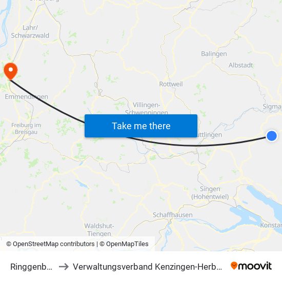 Ringgenbach to Verwaltungsverband Kenzingen-Herbolzheim map