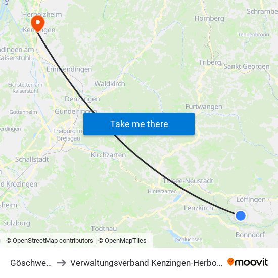 Göschweiler to Verwaltungsverband Kenzingen-Herbolzheim map