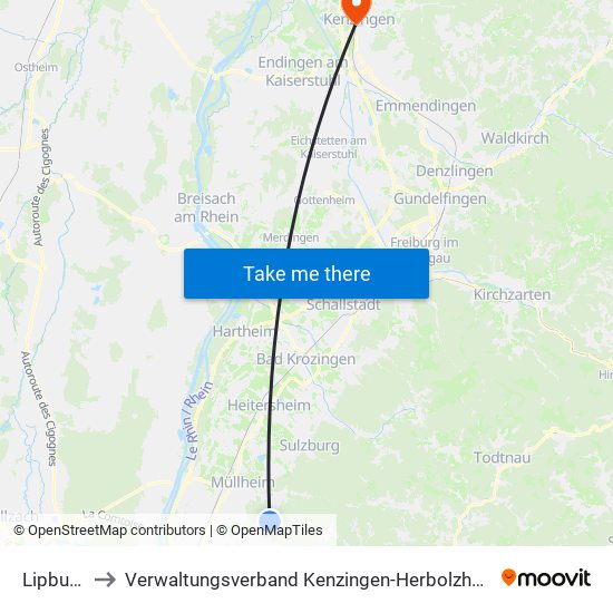 Lipburg to Verwaltungsverband Kenzingen-Herbolzheim map