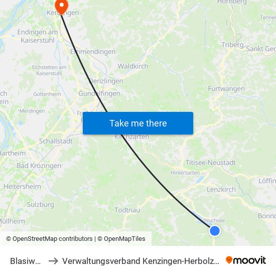 Blasiwald to Verwaltungsverband Kenzingen-Herbolzheim map