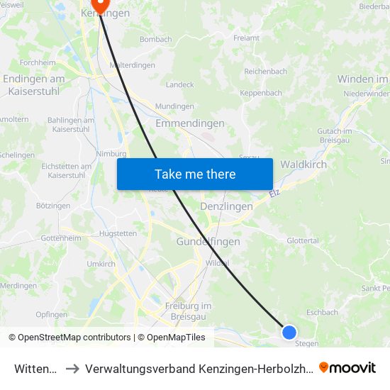 Wittental to Verwaltungsverband Kenzingen-Herbolzheim map