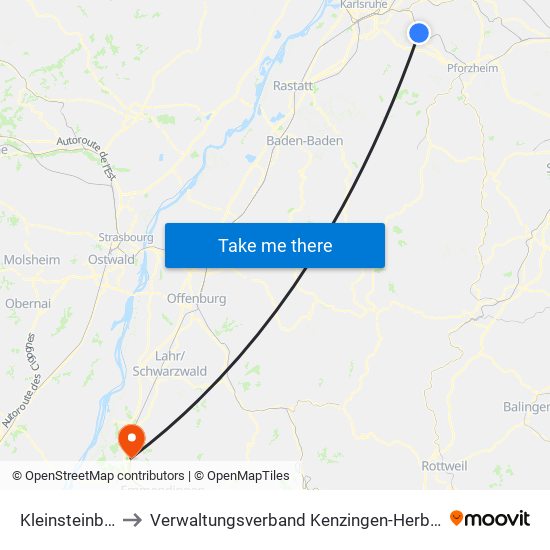 Kleinsteinbach to Verwaltungsverband Kenzingen-Herbolzheim map