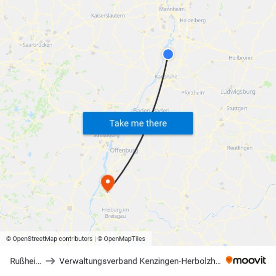 Rußheim to Verwaltungsverband Kenzingen-Herbolzheim map