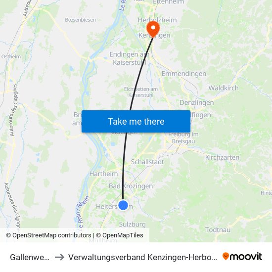 Gallenweiler to Verwaltungsverband Kenzingen-Herbolzheim map