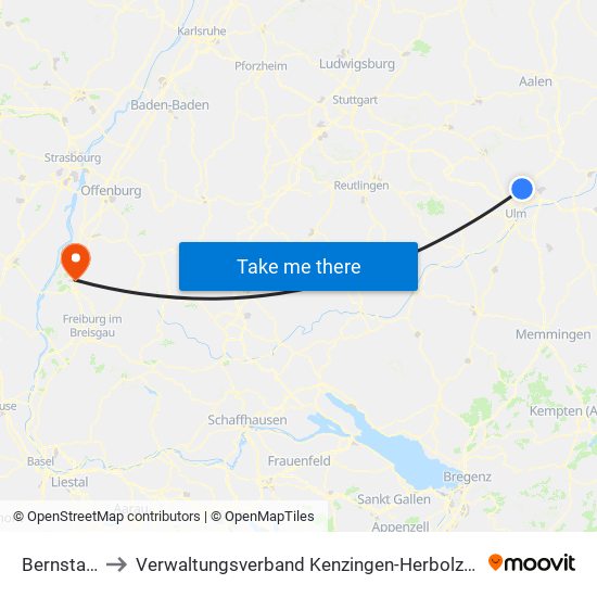 Bernstadt to Verwaltungsverband Kenzingen-Herbolzheim map