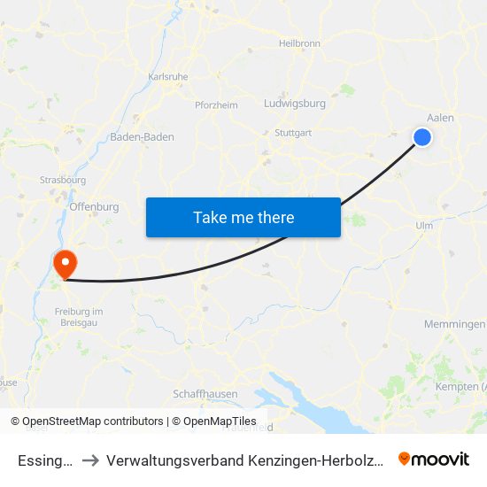 Essingen to Verwaltungsverband Kenzingen-Herbolzheim map