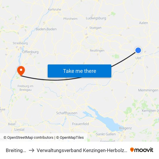 Breitingen to Verwaltungsverband Kenzingen-Herbolzheim map