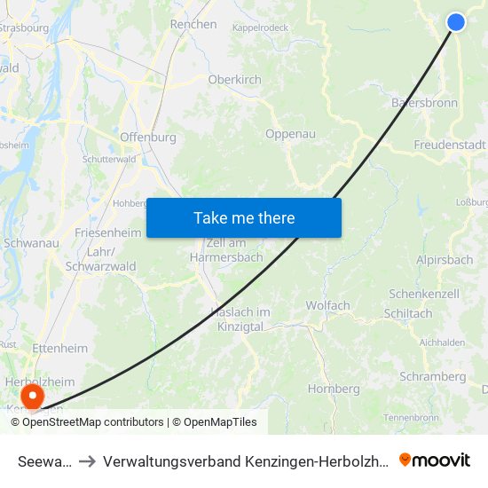 Seewald to Verwaltungsverband Kenzingen-Herbolzheim map