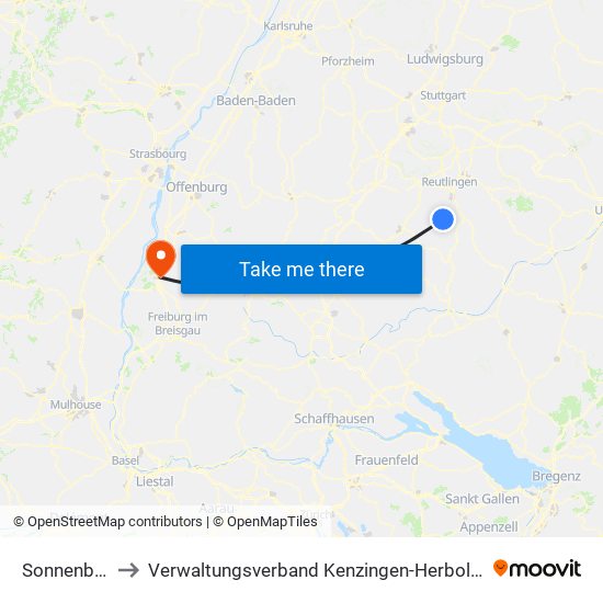 Sonnenbühl to Verwaltungsverband Kenzingen-Herbolzheim map