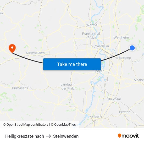 Heiligkreuzsteinach to Steinwenden map