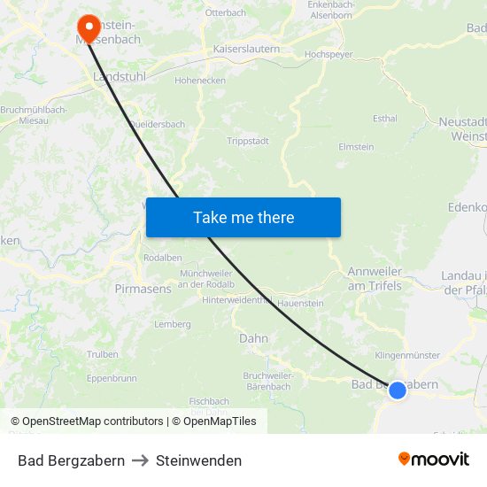 Bad Bergzabern to Steinwenden map