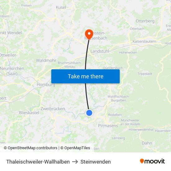 Thaleischweiler-Wallhalben to Steinwenden map