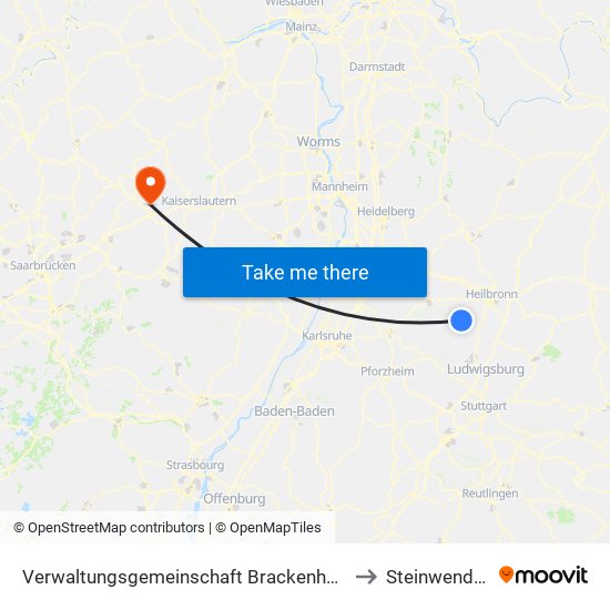 Verwaltungsgemeinschaft Brackenheim to Steinwenden map