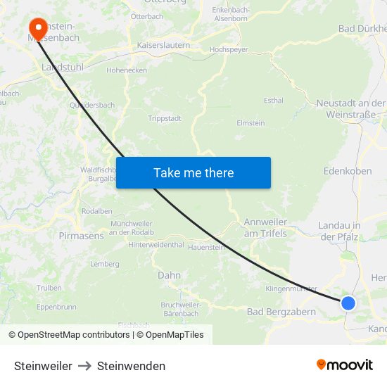 Steinweiler to Steinwenden map