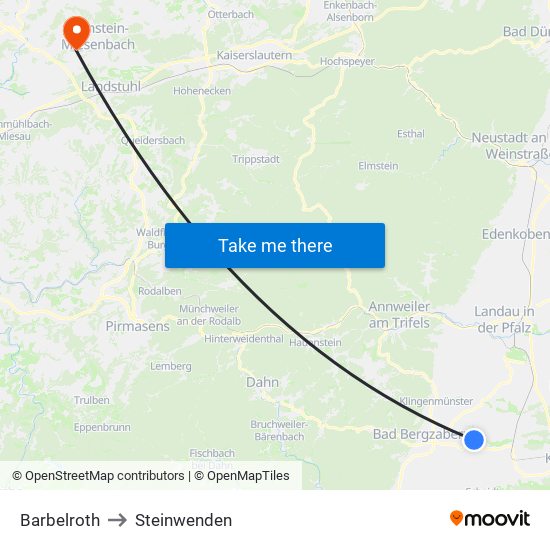 Barbelroth to Steinwenden map